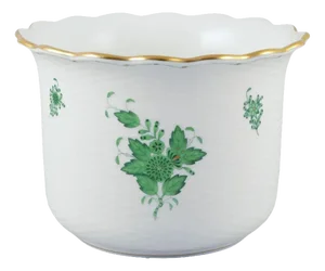 Chinese Green Apponyi Bouquet Flowerpot in Porcelain from Herend, Hungary