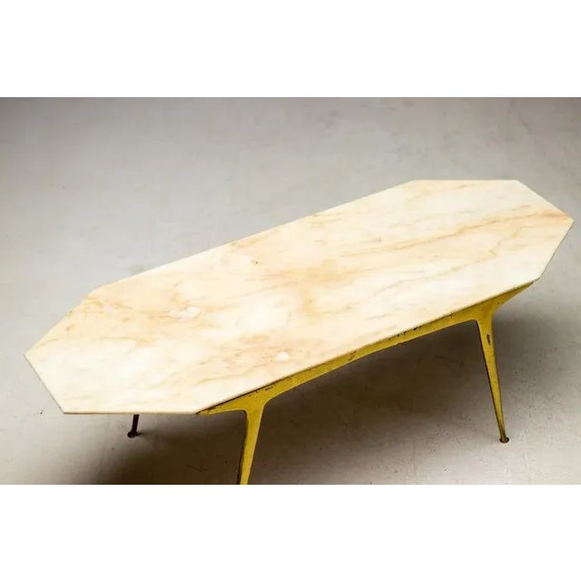 Italian Marble and Brass Coffee Table, 1960s For Sale - Image 6 of 8