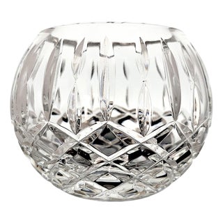 Late 20th Century European Deep-Cut Crystal Geometric Rose Bowl 5" For Sale