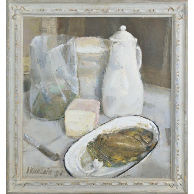 1990s Imants Vecozols, Still Life with Fish., 1998, Oil on Canvas For Sale - Image 5 of 5