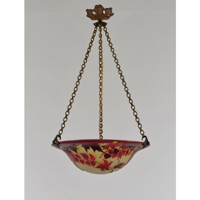 1920s Galle French Art Deco Cameo Glass Bowl Pendant Light 1920s For Sale - Image 5 of 15