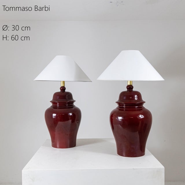 1970s Red Table Lamps by Tommaso Barbi, 1970s, Set of 2 For Sale - Image 5 of 7