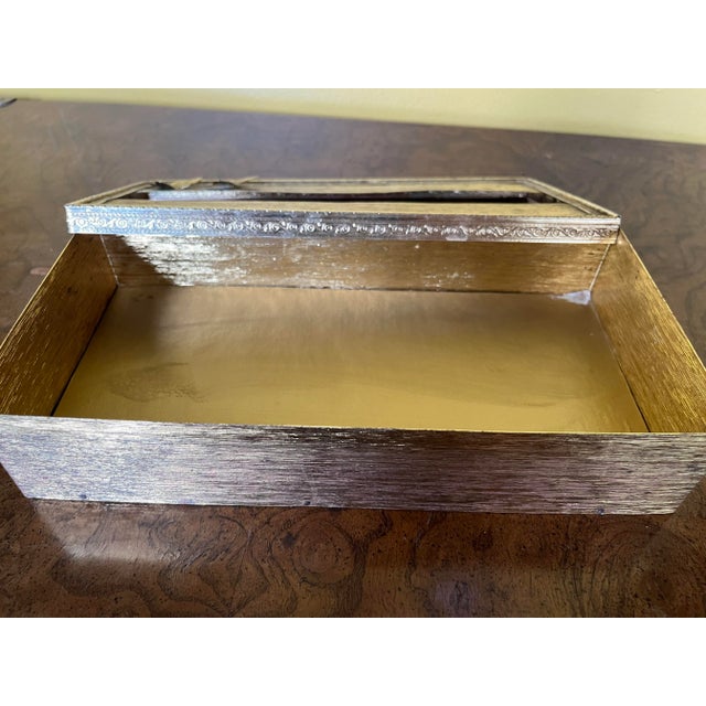 Brass 1950s Brass Italianate Tissue Box Cover With Butterflies For Sale - Image 8 of 11