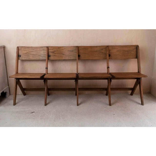 Vintage Campaign Folding Four-Seater Bench in Oak, 1920 For Sale - Image 6 of 11