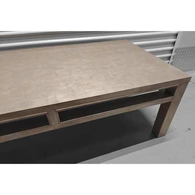 Contemporary Contemporary Baker Luxe Style White Gold Leaf Cocktail Table For Sale - Image 3 of 10
