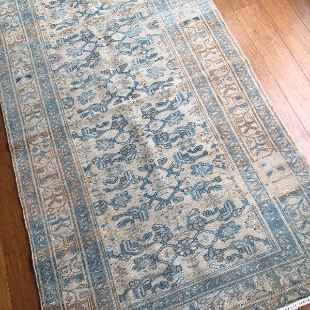 Art Deco Antique Persian Malayer Rug | Sky Blue Allover Floral Design | 3'6" X 6'4" For Sale - Image 3 of 7