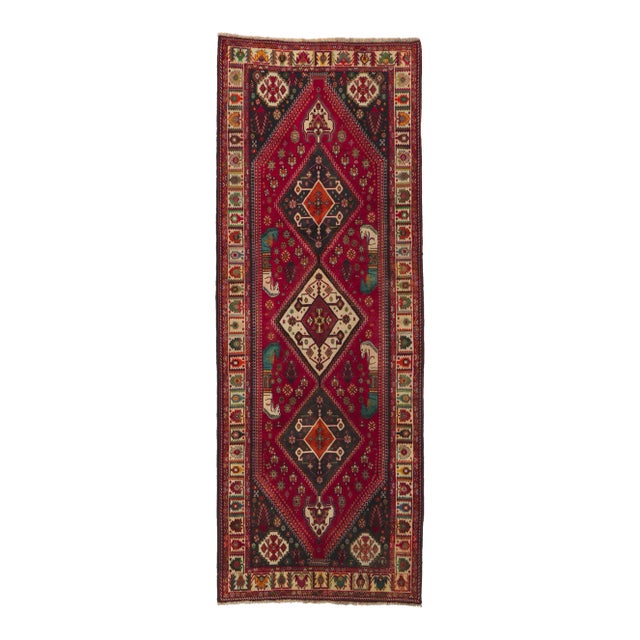Mid 20th Century Vintage Persian Shiraz Hallway Rug, 03'09 X 10'01 For Sale