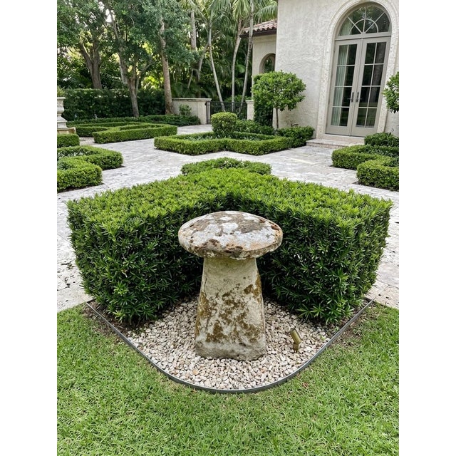 Mid-Century English Country Rustic Aged Cast Stone Mushroom Garden Ornament For Sale - Image 11 of 12