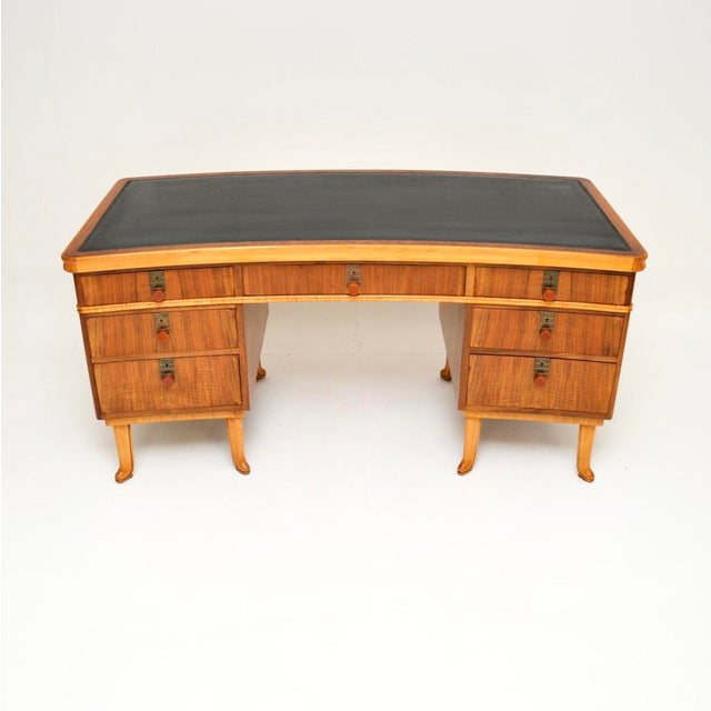 Mid-Century Modern Vintage Walnut Pedestal Desk by Laszlo Hoenig, 1950s For Sale - Image 3 of 14