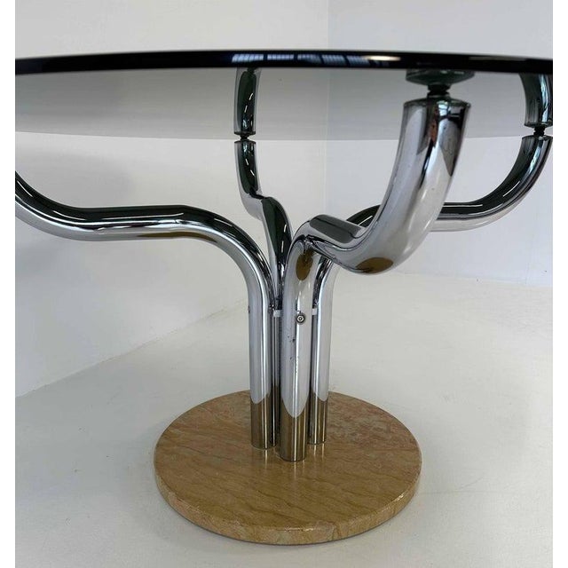 Black Vintage Italian Dining Table in Smoked Glass and Marble by Guido Faleschini, 1970s For Sale - Image 8 of 11