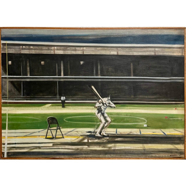 American Sidney Goodman, Large American Modernist Oil Painting Baseball Game the Tryout Sidney Goodman, 1965 For Sale - Image 3 of 18