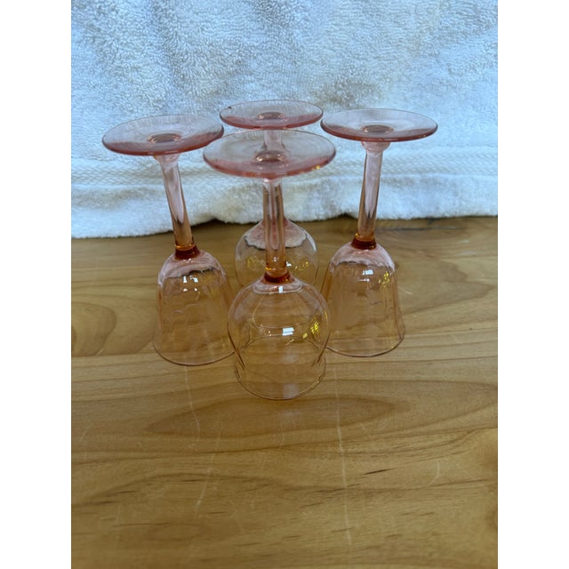 1920"s Art Deco Cognac Depression Glass. Beautifully Etched - Set of 4 For Sale - Image 4 of 5