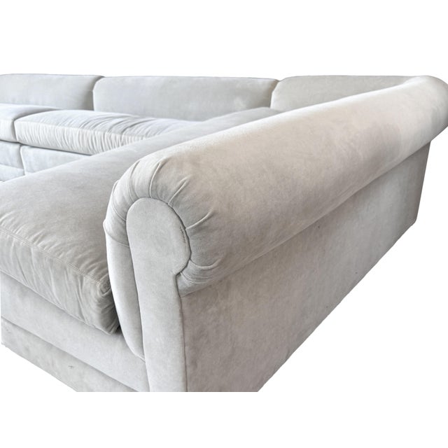 Lee Industries Modern Velvet Slipper Sectional Sofa, Made in Usa For Sale - Image 11 of 15
