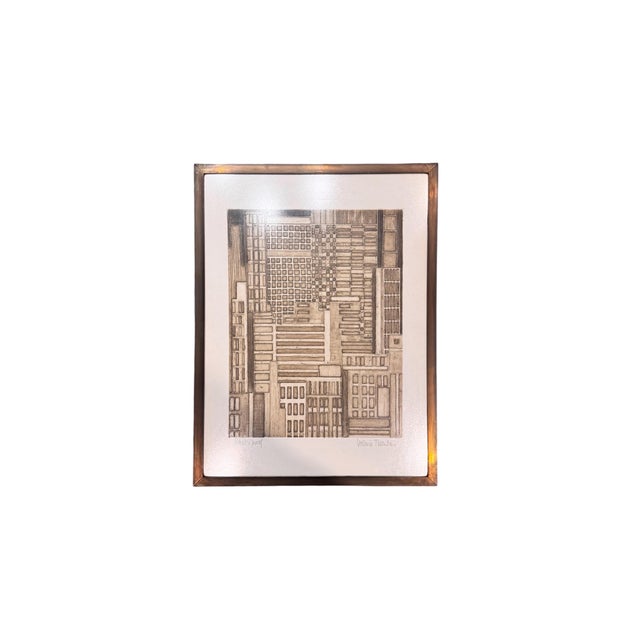 Valerie Thornton, Architectural Composition, 1960, Etching, Set of 2 For Sale - Image 6 of 9