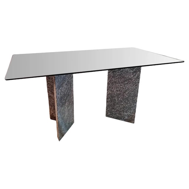 Dining Table in Granite and Glass, 1980s For Sale