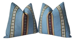 Rayure Broderie Designer Throw Pillows