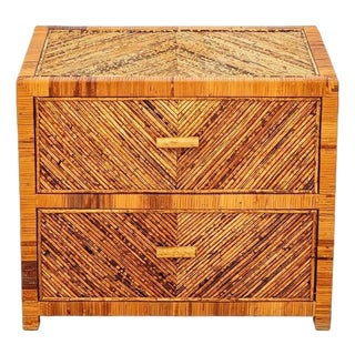 Vintage Italian Rattan Side Table For Sale