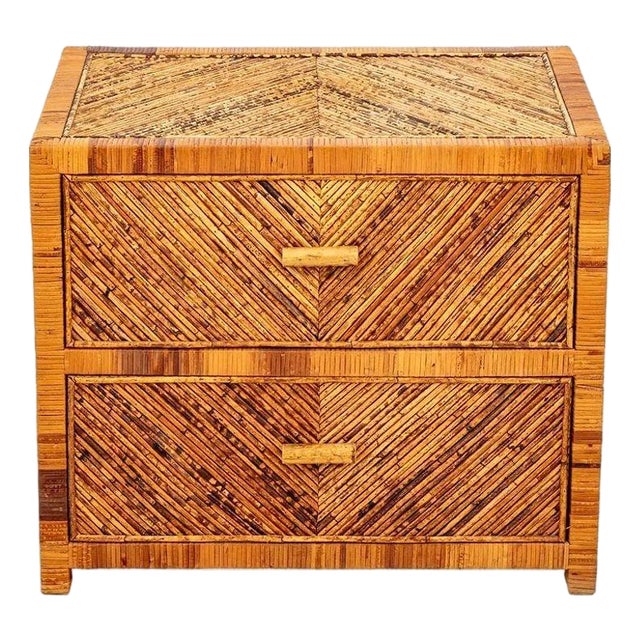 Vintage Italian Rattan Side Table For Sale