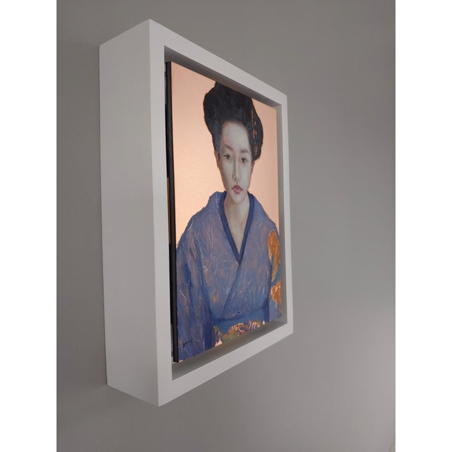 Contemporary Kaori by Kristen Santucci | Oil on Copper Panel Portrait of a Woman in Traditional Attire For Sale - Image 3 of 3