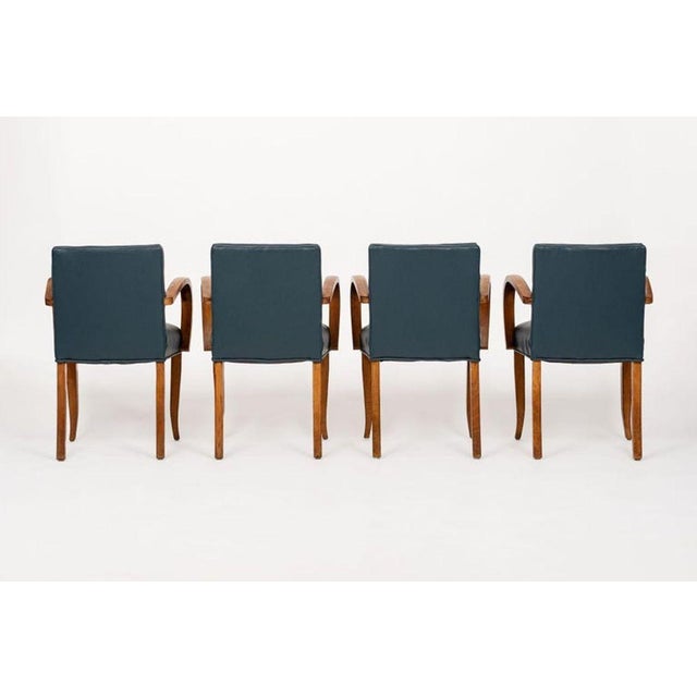 Antique Art Deco Maple Bentwood and Blue Leather Dining Chairs 1930s For Sale In Detroit - Image 6 of 11
