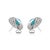 14k Gold 3.14ct Turquoise Cabochon & Diamond Double Halo Stud Earrings- A Pair For Sale - Image 9 of 15