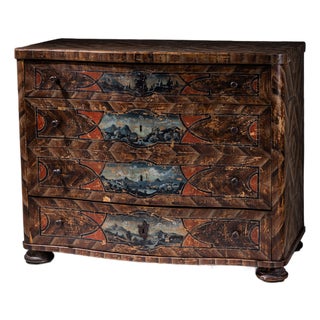 Antique Painted Baroque Chest of Drawers, 1700s For Sale