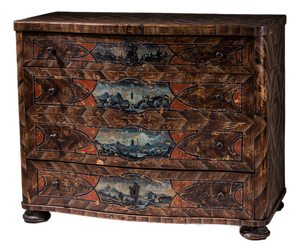 Antique Painted Baroque Chest of Drawers, 1700s