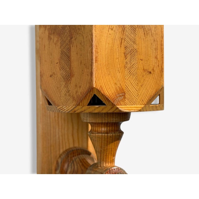 Brown Swedish Modern, Pine, Wall Sconce, Sweden, 1970s For Sale - Image 8 of 9