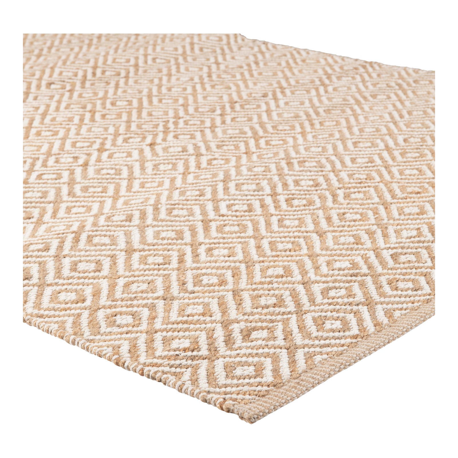 Part & Parcel Goods Textured Diamond Rug, 15'x20', Natural and Eggshell ...