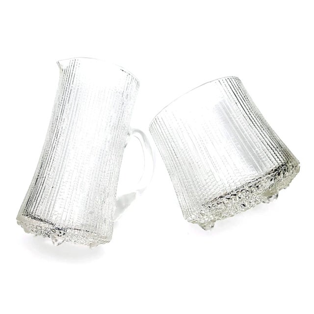 Vintage Tapio Wirkkala "Ultima Thule" Glass Pitcher and Ice Bowl Bucket Designed for Iittala, Set of 2 Pieces For Sale In Miami - Image 6 of 10