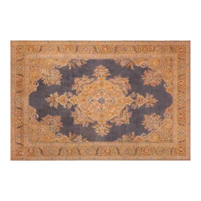 1990s Shabby Chic Vintage Wool Rug - 9.10x12.11 For Sale