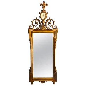 Gilt Carved Wall, Console or Table Mirror With High Open Fleur-De-Lis Pediment