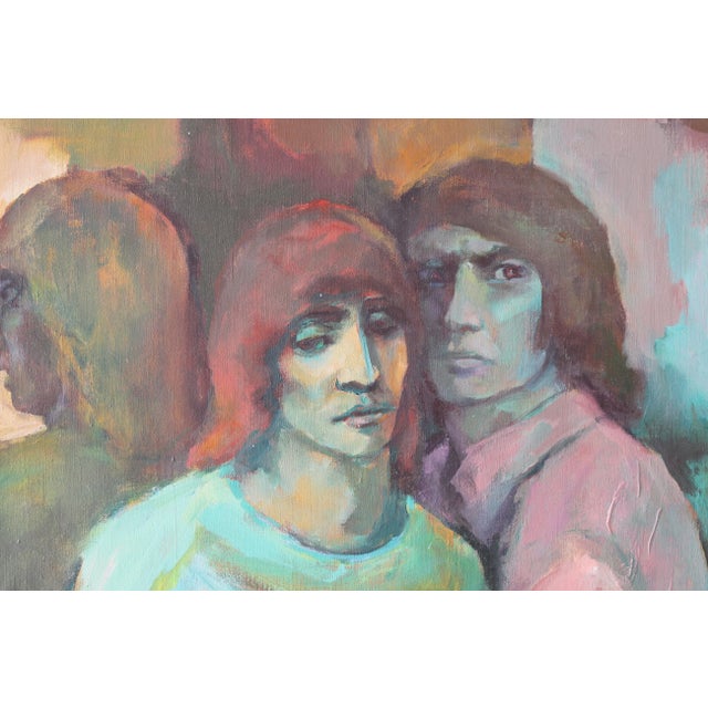 Modern "Stoned" Reitha Sedel Virginia Artist Vintage Moody Portrait Painting For Sale - Image 3 of 9