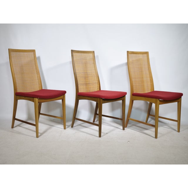 Mid-Century Modern Walnut Wicker Dining Chairs by Dillingham, 1960s, Set of 8 For Sale - Image 6 of 13