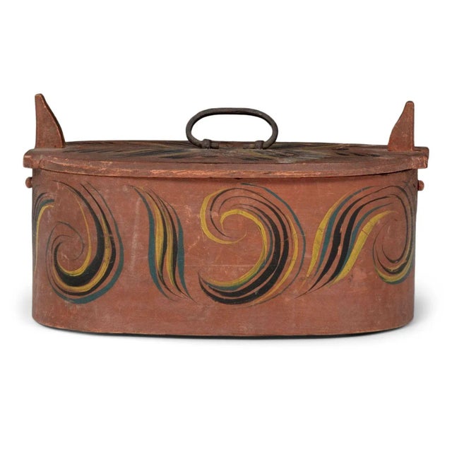 Scandinavian Tine, or Svepask, Painted Bentwood Oval-Shape Box For Sale - Image 12 of 12