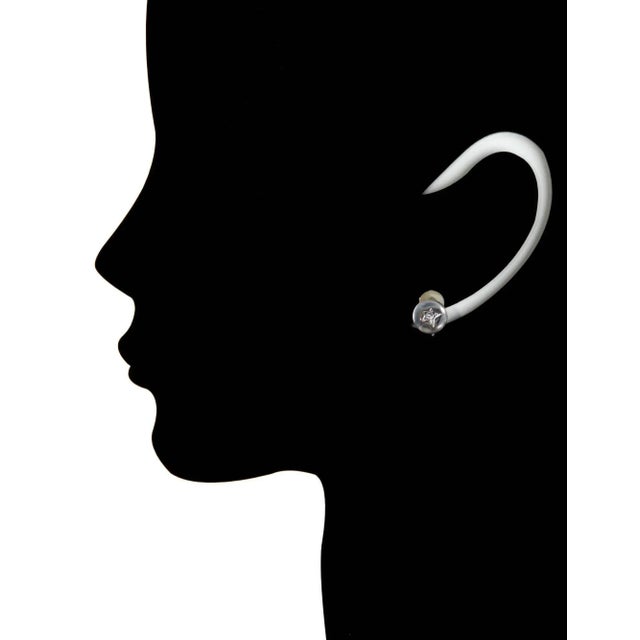 Modern Chanel Comete Diamond Rock Crystal Earrings Vintage 18 Karat White Gold - 2 Pieces For Sale - Image 3 of 4