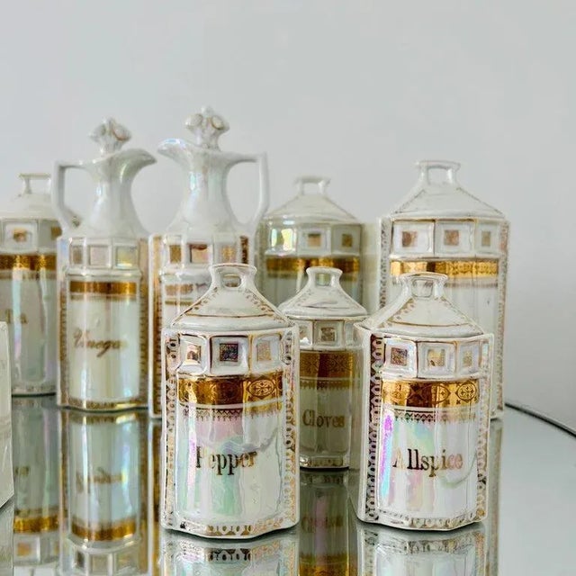 Antique Porcelain Canister Storage Jars and Spice Set / 13, Germany C. 1900 For Sale - Image 11 of 13