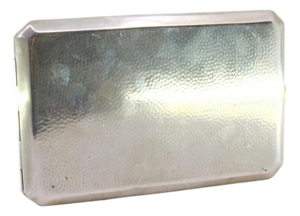 Hammered Silver Cigarette Case with Gold Interior and Chamfered Corners