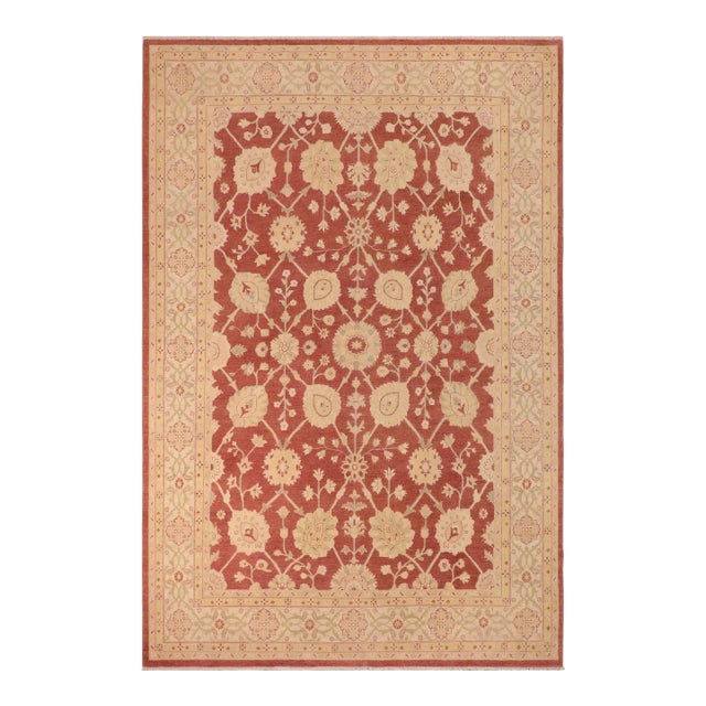1990s Shabby Chic Ziegler Brown Beige Hand-Knotted Wool Rug - 10'2'' X 13'9'' For Sale