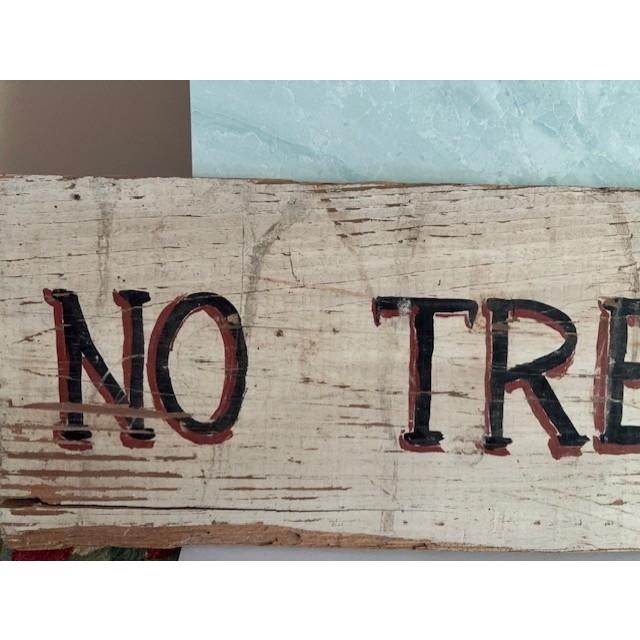 Farmhouse Vintage Rustic Farmhouse No Trespassing Wooden Hand Painted Sign For Sale - Image 3 of 5