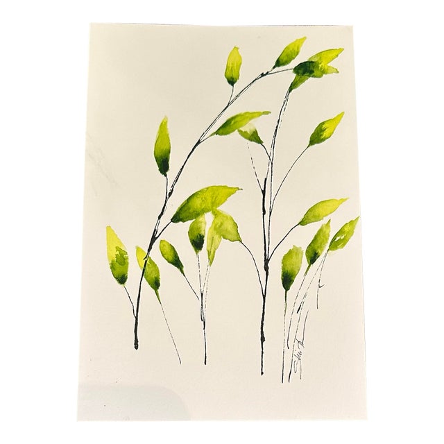 “Spring Reach” Signed Original Watercolor Botanical by Nancy Smith For Sale