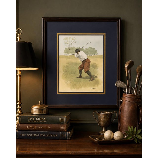 Vintage a.b. Frost “The Duffer” Golf Print, Framed Sporting Art For Sale - Image 4 of 4