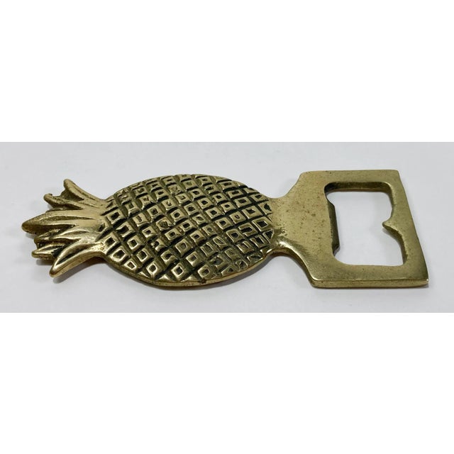 Chinoiserie Vintage Brass Pineapple Motif Bottle Opener For Sale - Image 3 of 4
