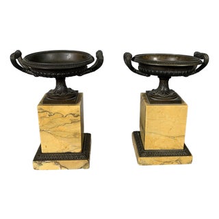 Antique Charles X Cups in Siena Yellow Marble, 1830, Set of 2 For Sale