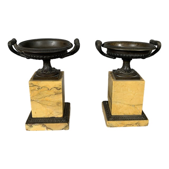 Antique Charles X Cups in Siena Yellow Marble, 1830, Set of 2 For Sale