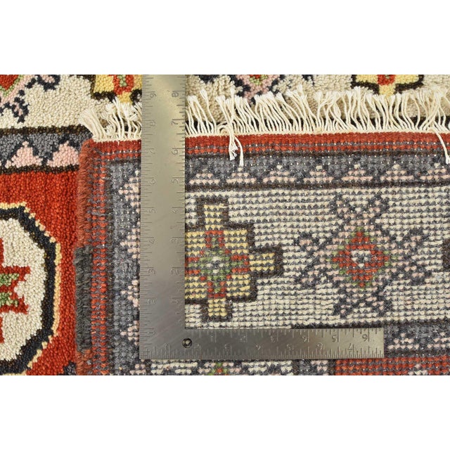 Kazak Rug 4'2'' X 6'1'' Orange Wool Tribal Hand-Knotted Oriental Carpet For Sale - Image 12 of 12