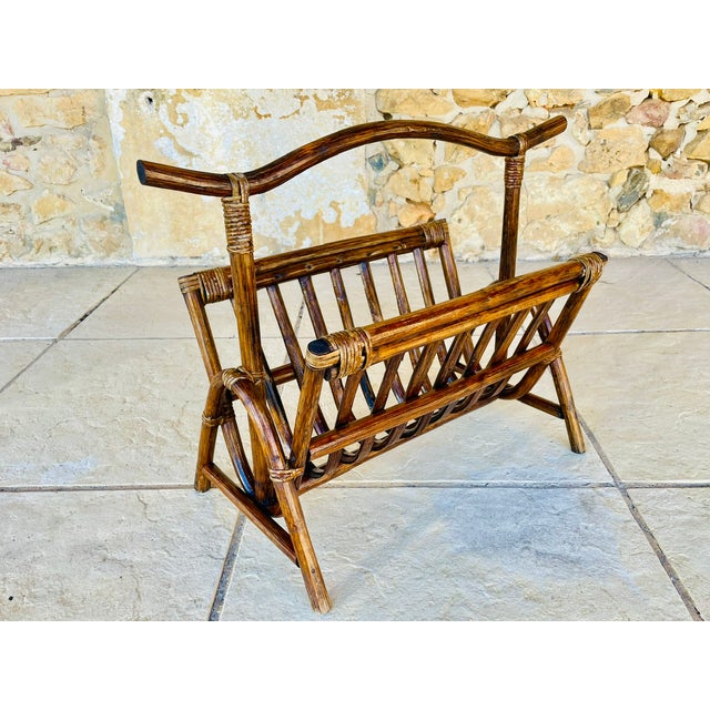 Vintage Bamboo Rattan Magazine Rack, 1970s For Sale - Image 15 of 16