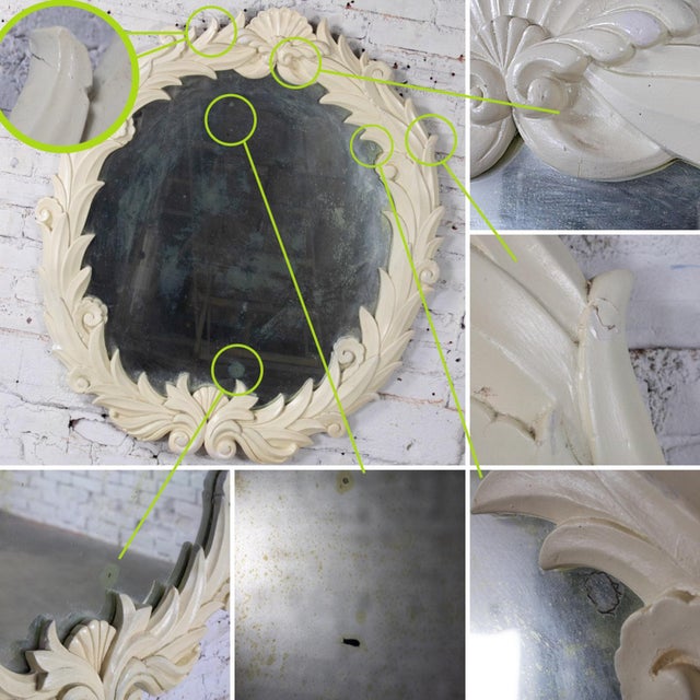 Early 20th Century Art Deco Large Distressed Plaster Mirror Round Acanthus Foliate Frame Style of Serge Roche For Sale - Image 17 of 17