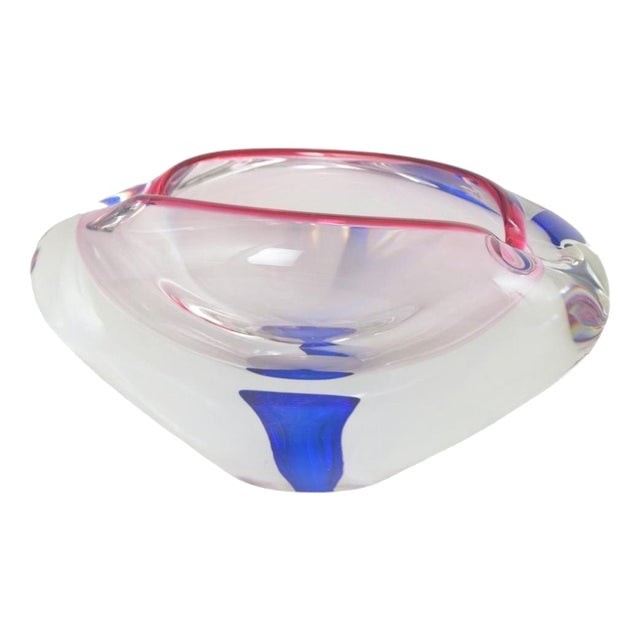 Organic-Shaped Murano Sommerso Art Glass Bowl, 1960s For Sale