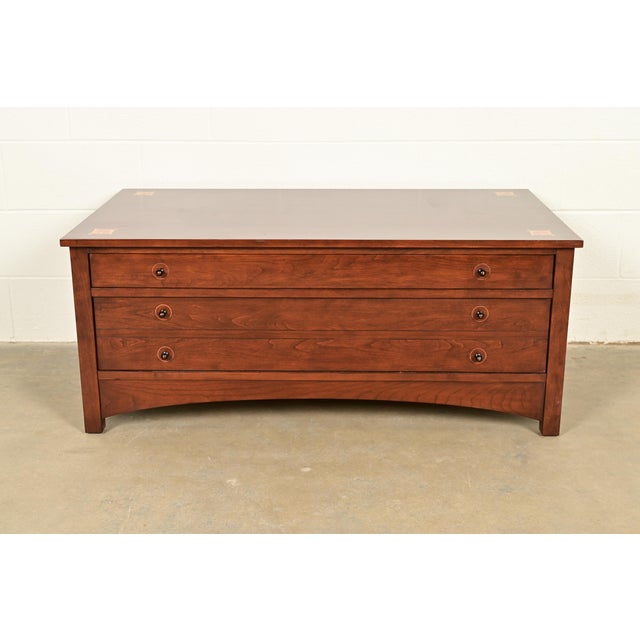 Stickley Harvey Ellis Collection Arts & Crafts Inlaid Cherry Wood Coffee Table For Sale - Image 15 of 16